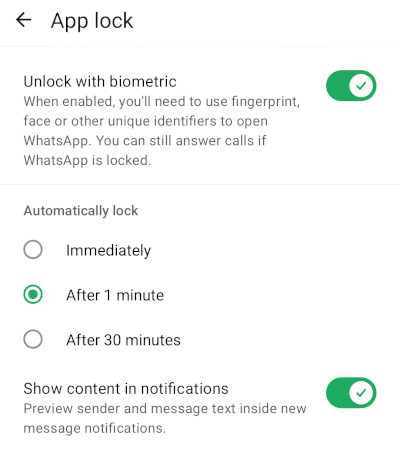 How to lock the entire WhatsApp app on Android