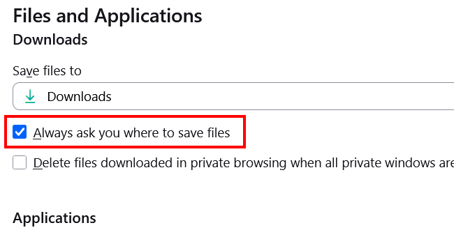 Make Firefox ask where to save downloads