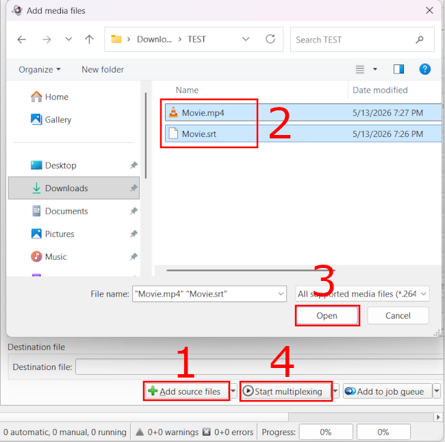 Merge SRT subtitles with video using MKVToolNix