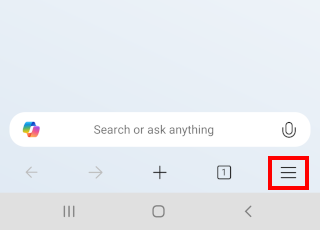 Microsoft Edge menu button on Android