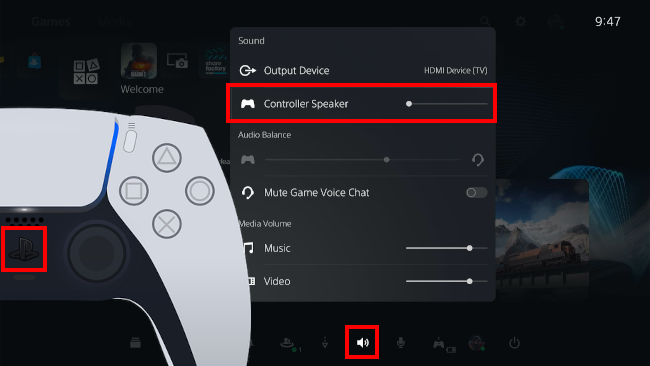 Mute PS5 controller speaker