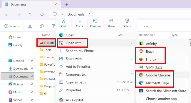 Open a file with your web browser