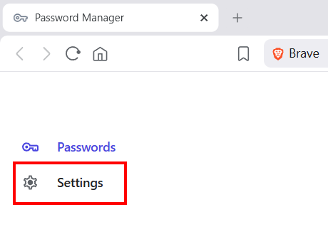 Open Brave Password Manager settings
