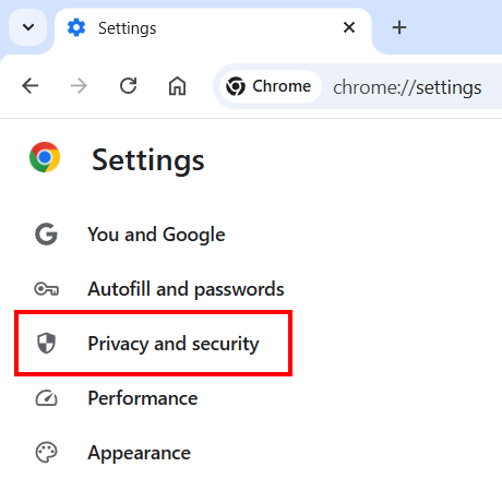 Open Chrome, Edge, and Brave privacy and security settings