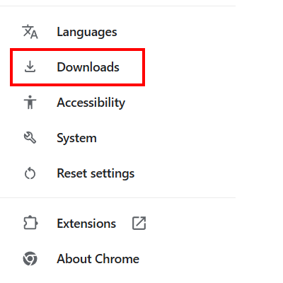 Open download settings in Chrome, Edge, and Brave