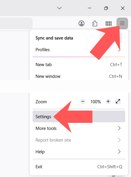 Open Firefox settings