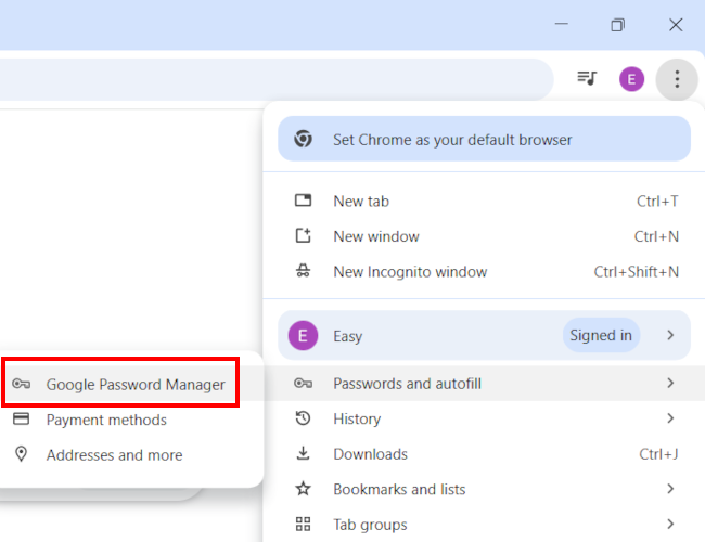 Open Google Password Manager