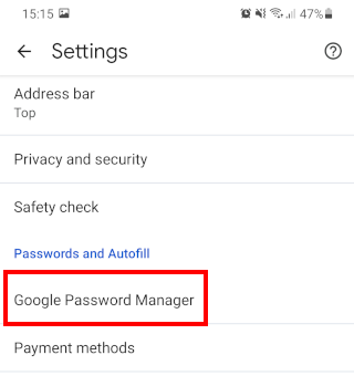 Open Google Password Manager on Android