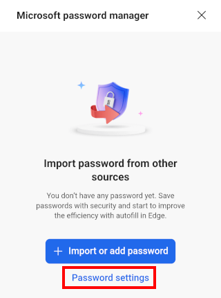 Open Microsoft Edge password settings on Android