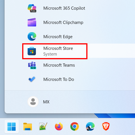 Open microsoft store