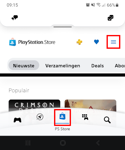 Open PlayStation Store settings in PlayStation app