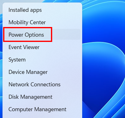 Open Windows 11 Power Options