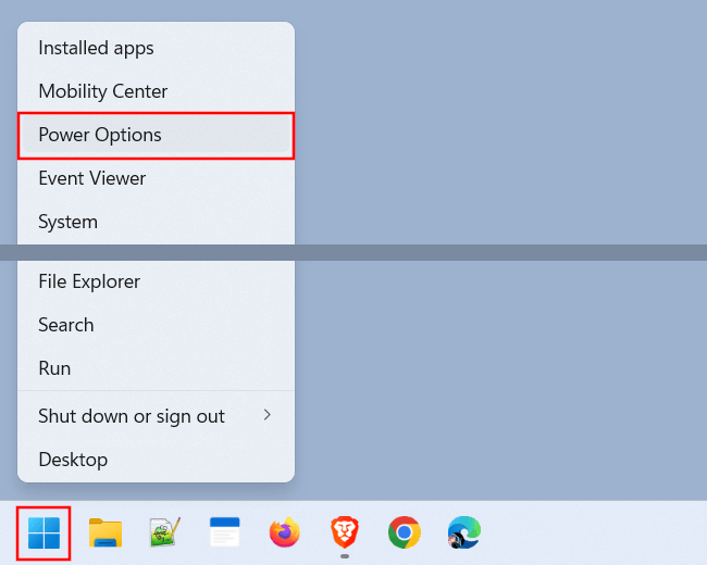 Open Windows 11 Power Options