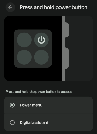 Switch from Digital Assistant to Power Menu