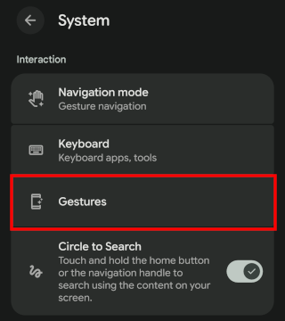 Go to System and Gestures in Pixel settings