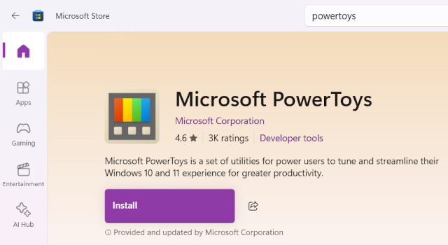 PowerToys in Microsoft Store