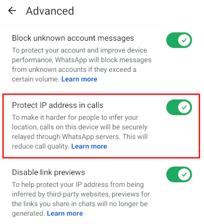 How to protect your IP address during WhatsApp calls on Android