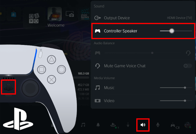 Reduce PS5 controller speaker volume