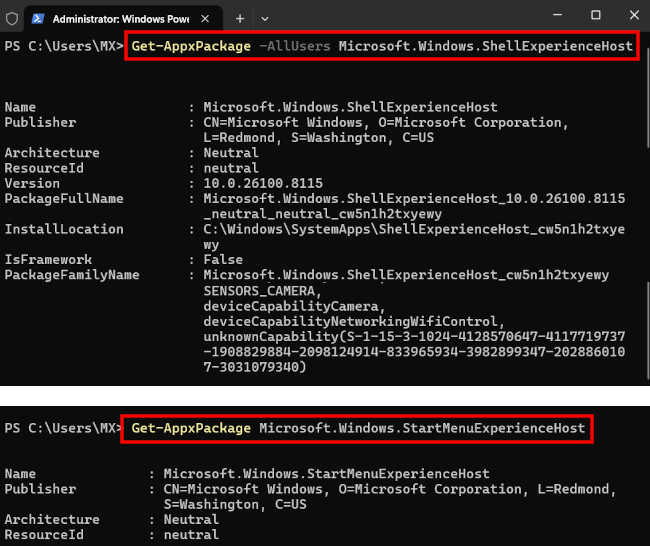 Reregister the Windows Start menu to fix problems