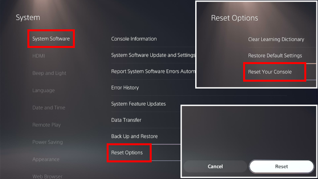 Reset PS5
