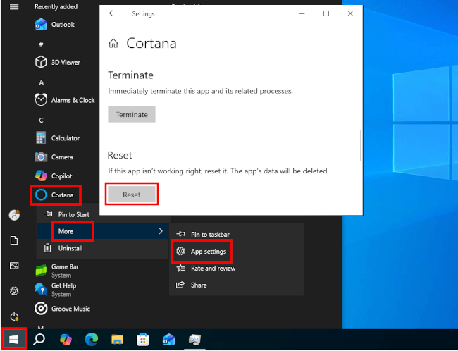 Reset Windows 10 Search