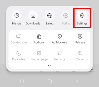 Samsung Internet settings
