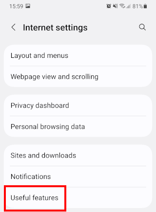 Samsung Internet Useful features