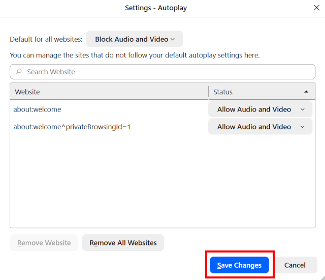 Save changes in Firefox