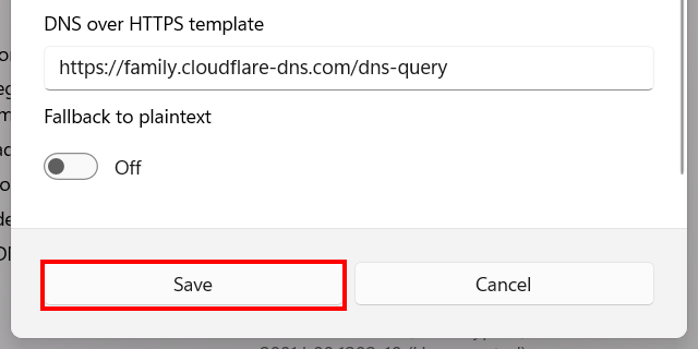 Save DNS settings