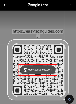 Google Photos detecting a saved QR code screenshot with a clickable URL overlay