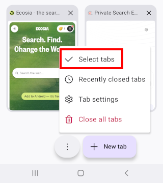 Select tabs in Firefox mobile