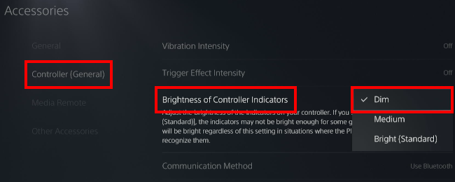 Set Brightness of Controller Indicators to Dim
