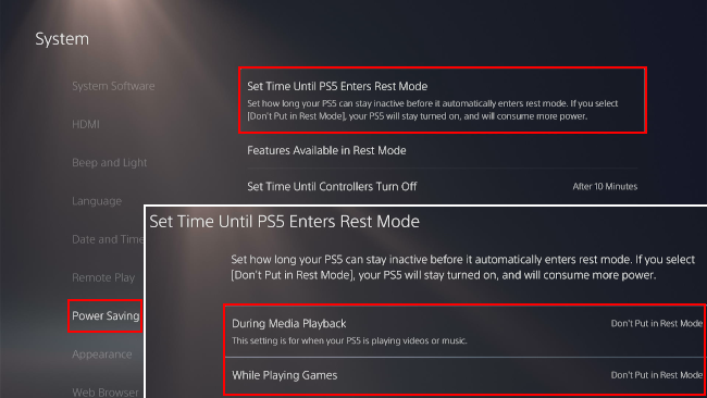 Stop PS5 from going into rest mode automatically