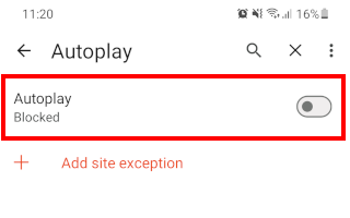 Stop sites from autoplaying videos in Brave browser on Android
