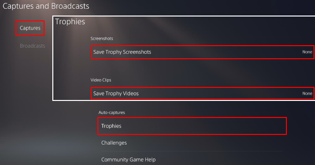 Turn off automatic trophy videos and screenshots on the PS5