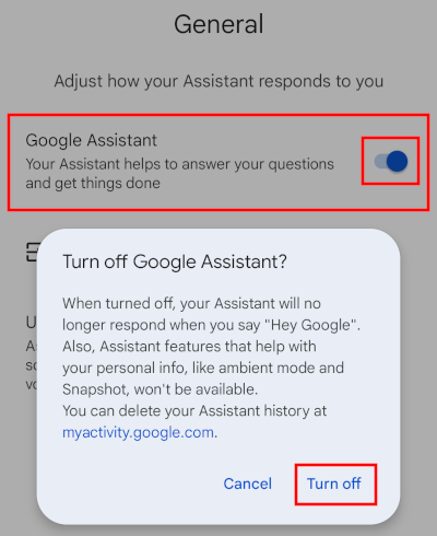 Turn off Google Assistant