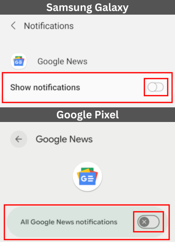 Turn off Google News notifications on Android