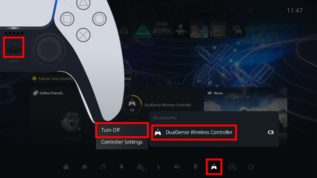 Turn off PS5 controller via the Control Center