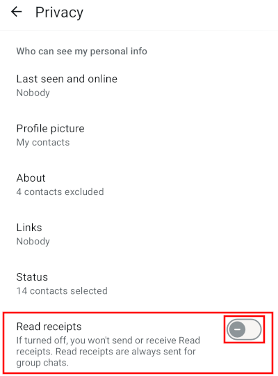 How to turn off WhatsApp read receipts on Android