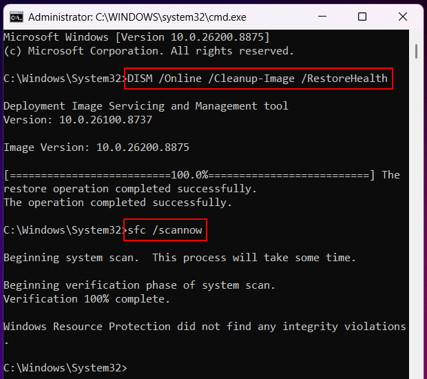 Use System File Checker to check system files and repair them