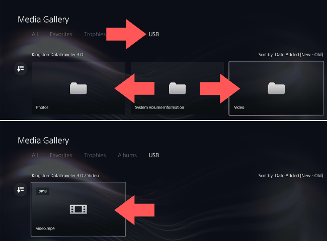 Watch videos or photos from USB on PS5
