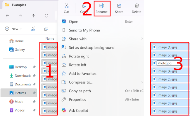 Selecting and renaming multiple files at once in Windows 11 File Explorer