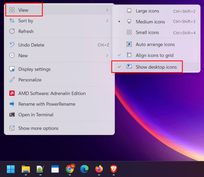 Windows 11 desktop view settings
