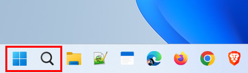 Windows start menu button and search button